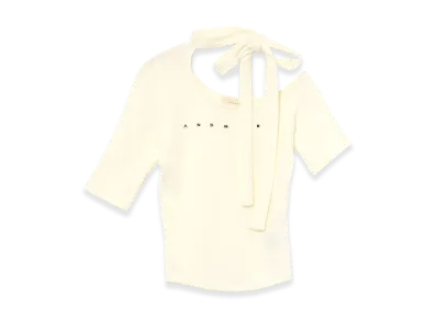 ANDMARY Women's Nana Ribbon Oneshoulder Tops "Ivory"