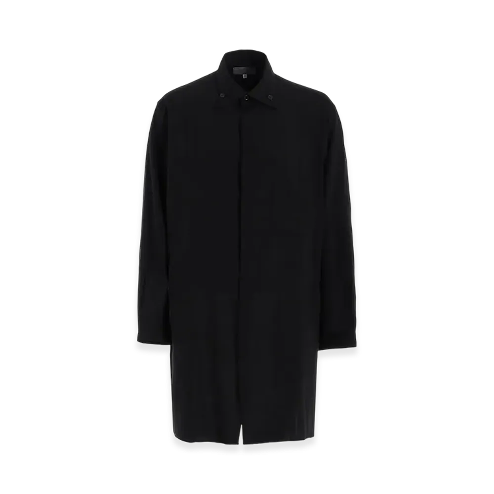 Yohji Yamamoto POUR HOMME Cellulose Lawn BK Loop BD Placket Shirt "Black"