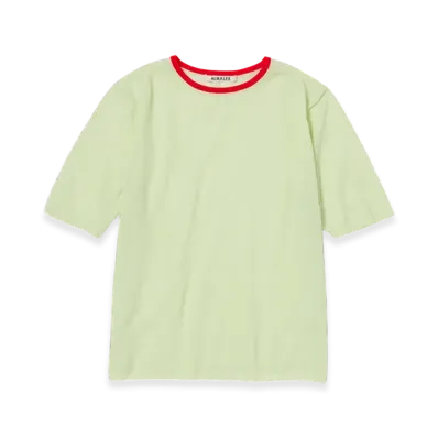 AURALEE Hard Twist High Gauge Wool Silk Knit T-Shirt "Lime Yellow"