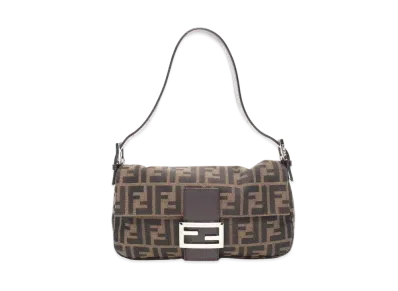 FENDI Zucca Mama Baguette Canvas Semi Shoulder Bag "Brown"