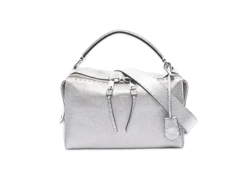 FENDI Lei Selleria Leather 2WAY Bag "Silver"