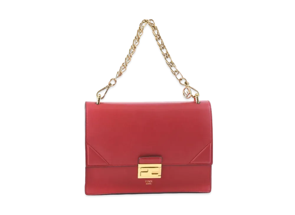 FENDI KAN U Leather Shoulder Bag "Red"