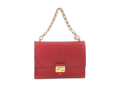 FENDI KAN U Leather Shoulder Bag "Red"