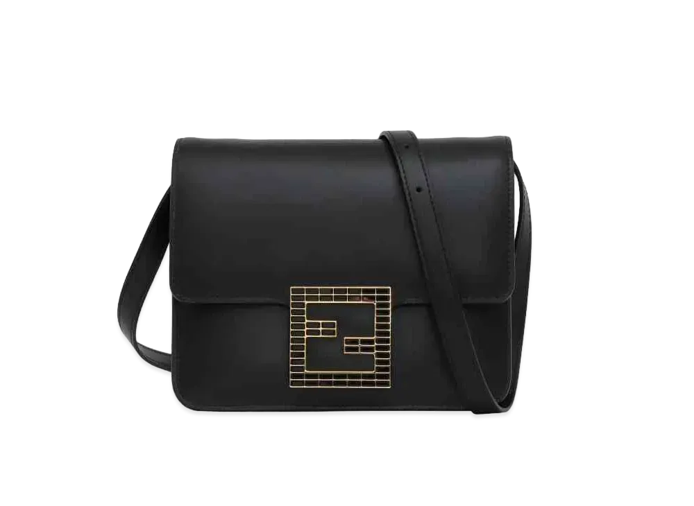FENDI FAB Leather Shoulder Bag "Black"