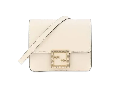 FENDI FAB Leather Shoulder Bag "White"