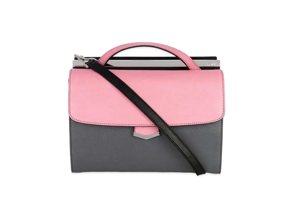 FENDI Demi Jour Leather 2WAY Bag "Gray / Pink"