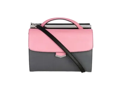 FENDI Demi Jour Leather 2WAY Bag "Gray / Pink"