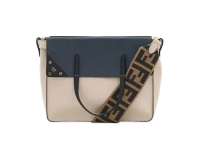 FENDI FLIP Leather 2WAY Bag "White / Blue"
