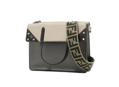 FENDI FLIP Leather 2WAY Bag "White / Gray"