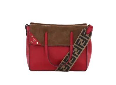 FENDI FLIP Leather 2WAY Bag "Brown / Red"