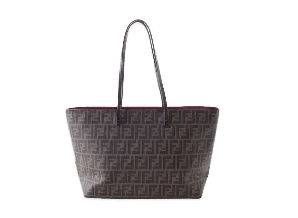 FENDI Zucca ROLL Bag PVC Tote Bag "Brown"
