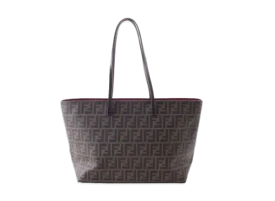 FENDI Zucca ROLL Bag PVC Tote Bag "Brown"