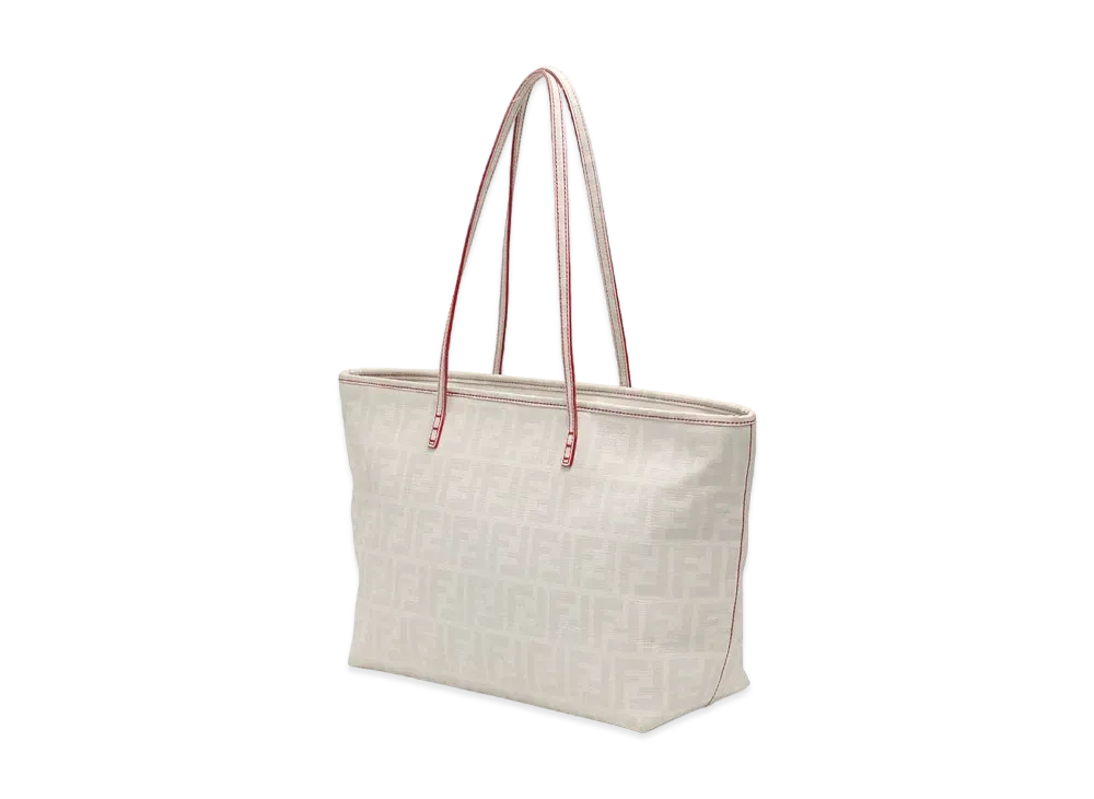 FENDI Zucca ROLL Bag PVC Tote Bag "White"