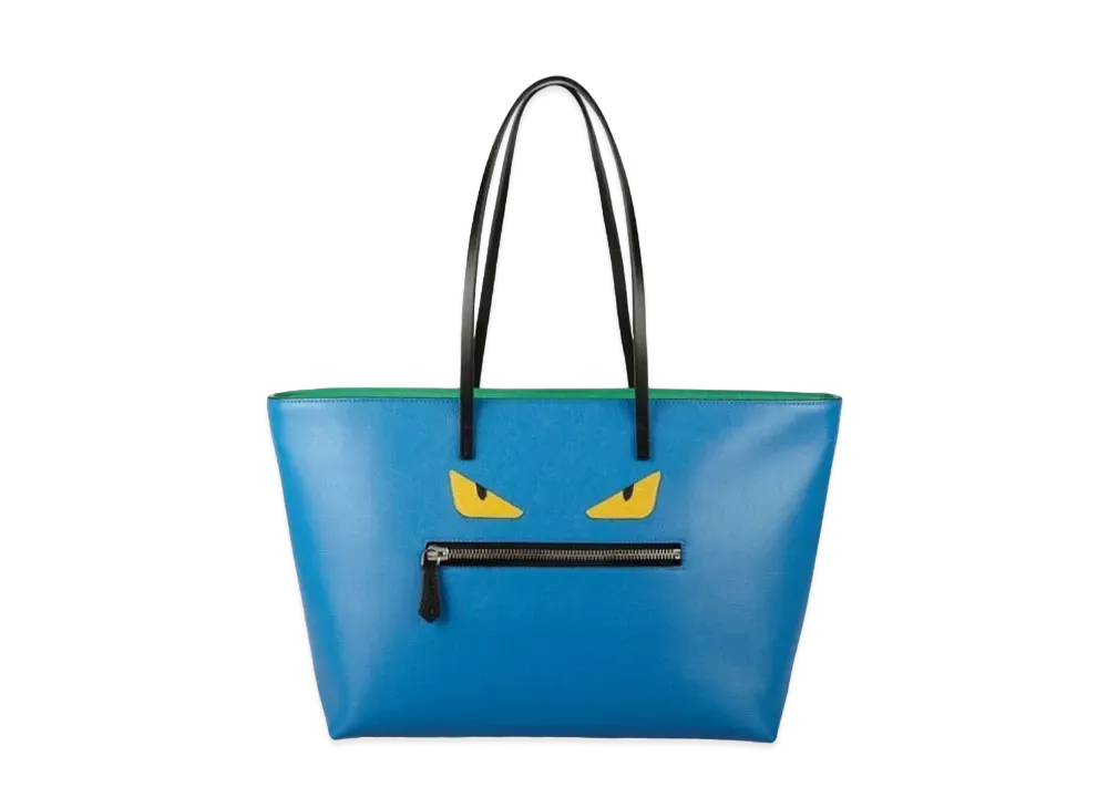 FENDI ROLL Bag Monster Leather Tote Bag Light "Blue"