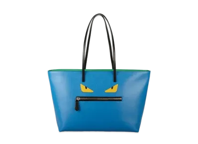 FENDI ROLL Bag Monster Leather Tote Bag Light "Blue"