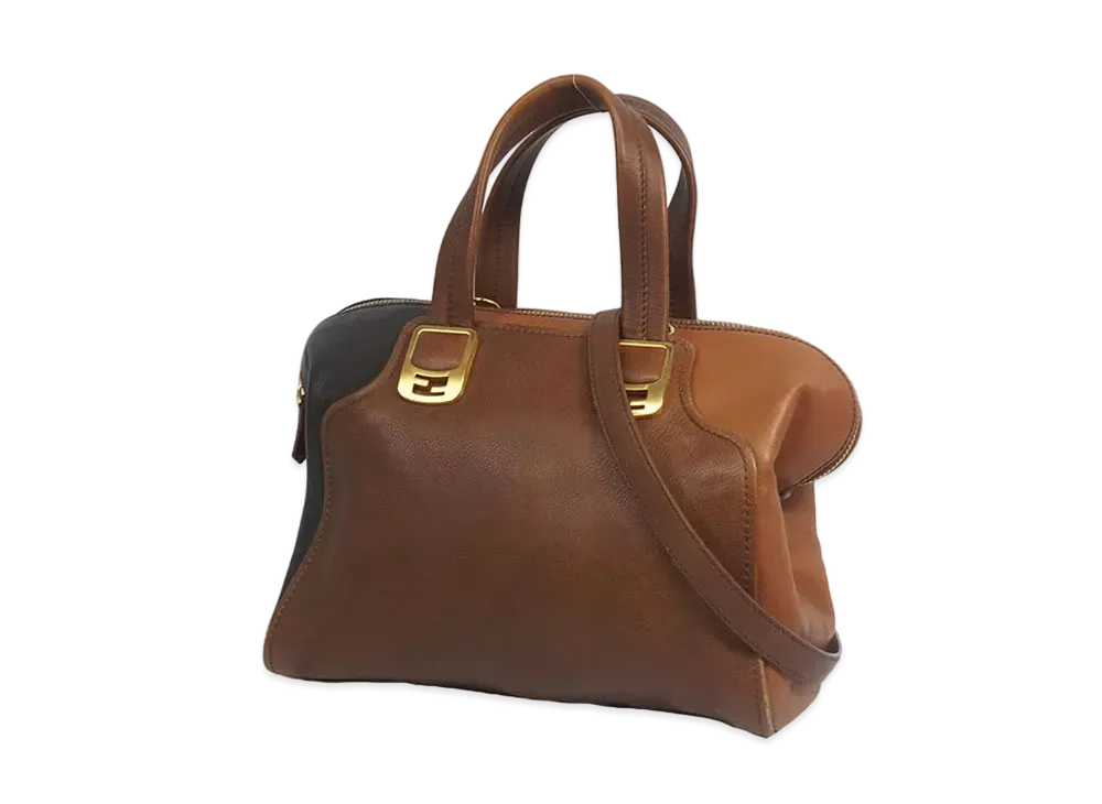 FENDI Chameleon Leather 2WAY Bag "Brown"