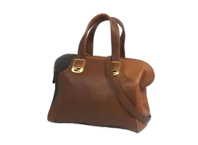 FENDI Chameleon Leather 2WAY Bag "Brown"