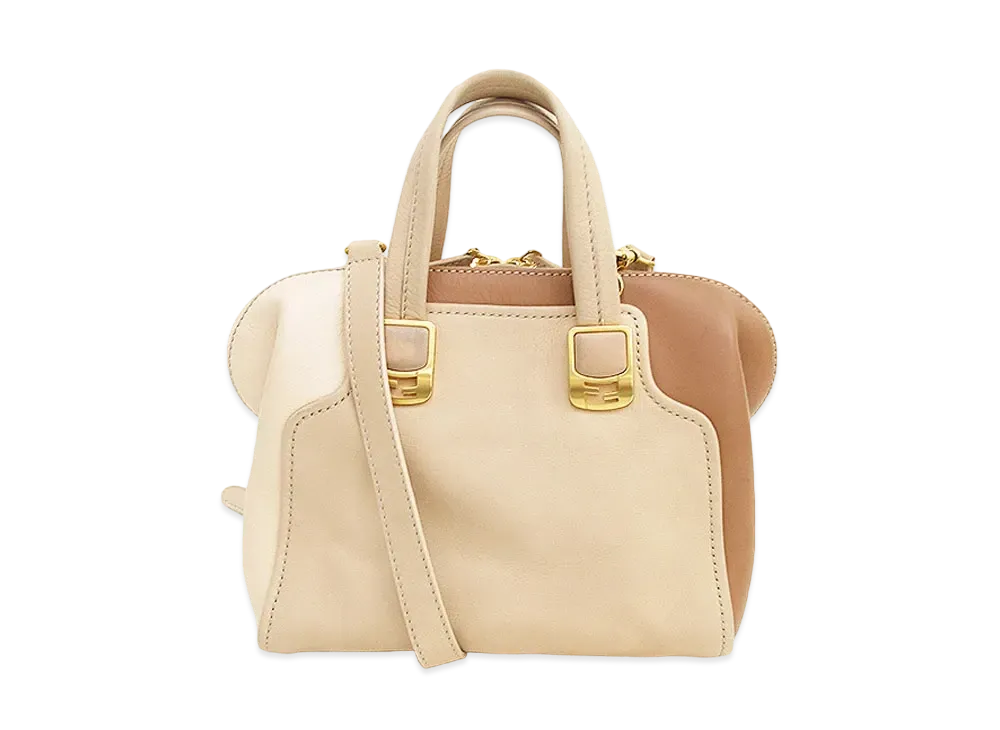 FENDI Chameleon Leather 2WAY Bag "Beige"