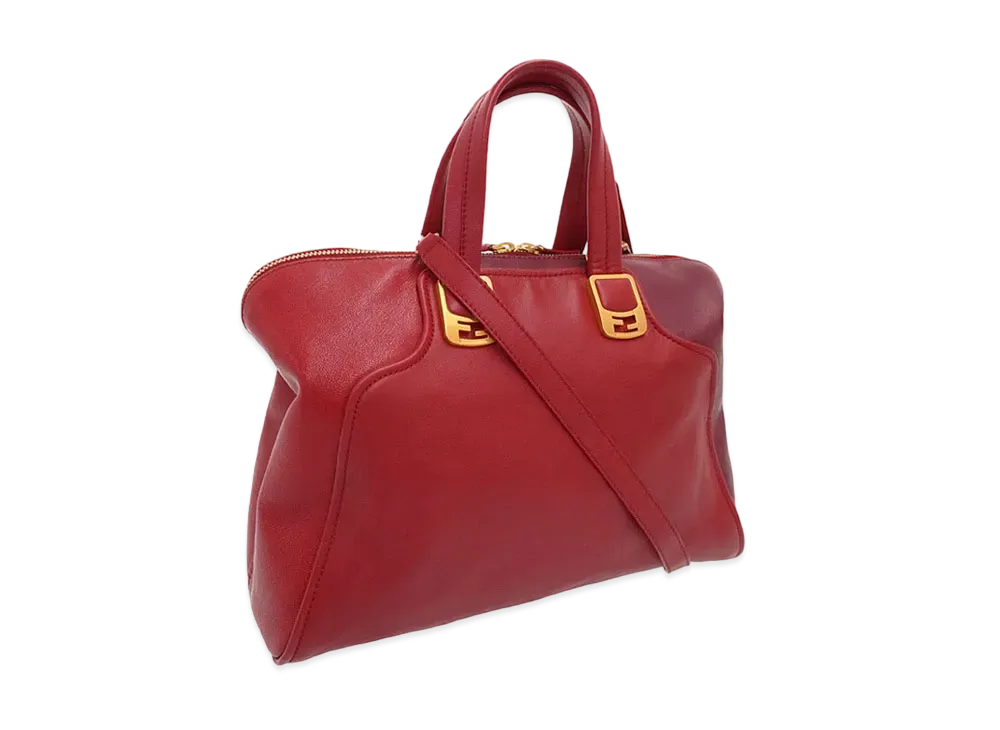 FENDI Chameleon Leather 2WAY Bag "Red"