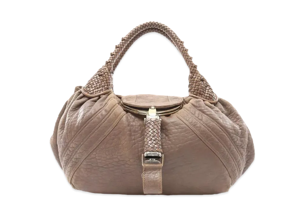 FENDI SPY Bag Leather hand Bag "Beige"