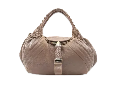 FENDI SPY Bag Leather hand Bag "Beige"