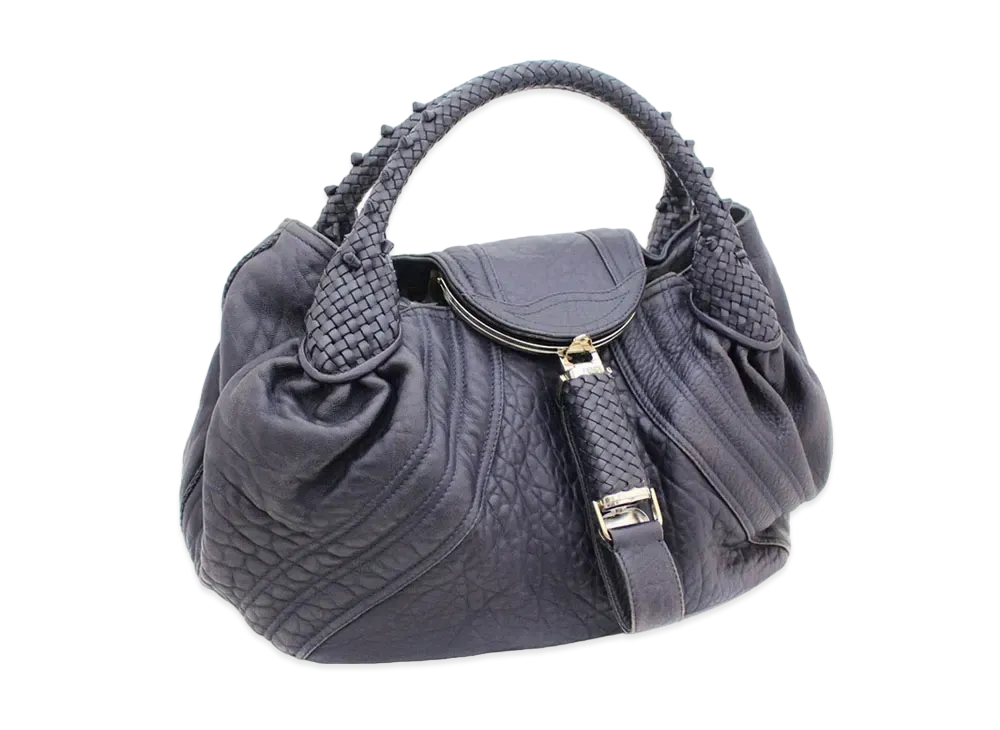 FENDI SPY Bag Leather hand Bag "Gray"