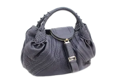 FENDI SPY Bag Leather hand Bag "Gray"