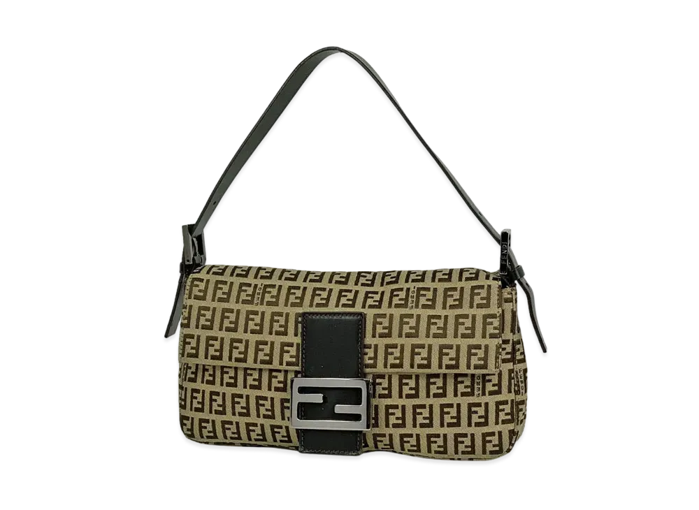 FENDI Zucchino Mama Baguette Canvas Semi Shoulder Bag "Brown"