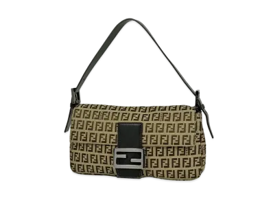 FENDI Zucchino Mama Baguette Canvas Semi Shoulder Bag "Brown"