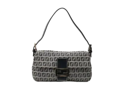 FENDI Zucchino Mama Baguette Canvas Semi Shoulder Bag "Gray"