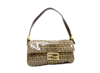 FENDI Zucchino Mama Baguette PVC Semi Shoulder Bag "Brown"