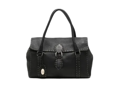 FENDI Linda Leather hand Bag "Black"