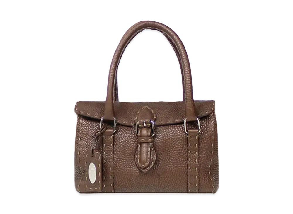 FENDI Linda Leather hand Bag "Brown"
