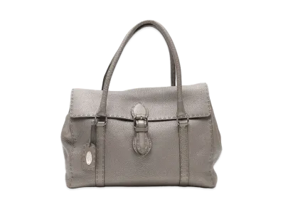 FENDI Linda Leather hand Bag "Silver"