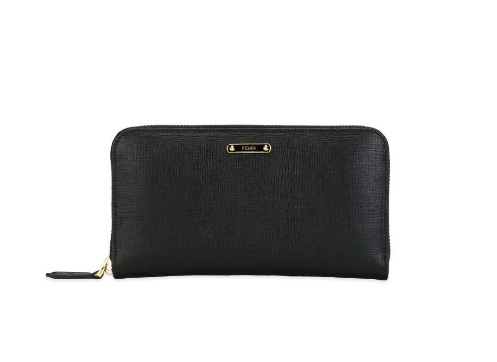 FENDI Crayons Leather Round Long wallet "Black"