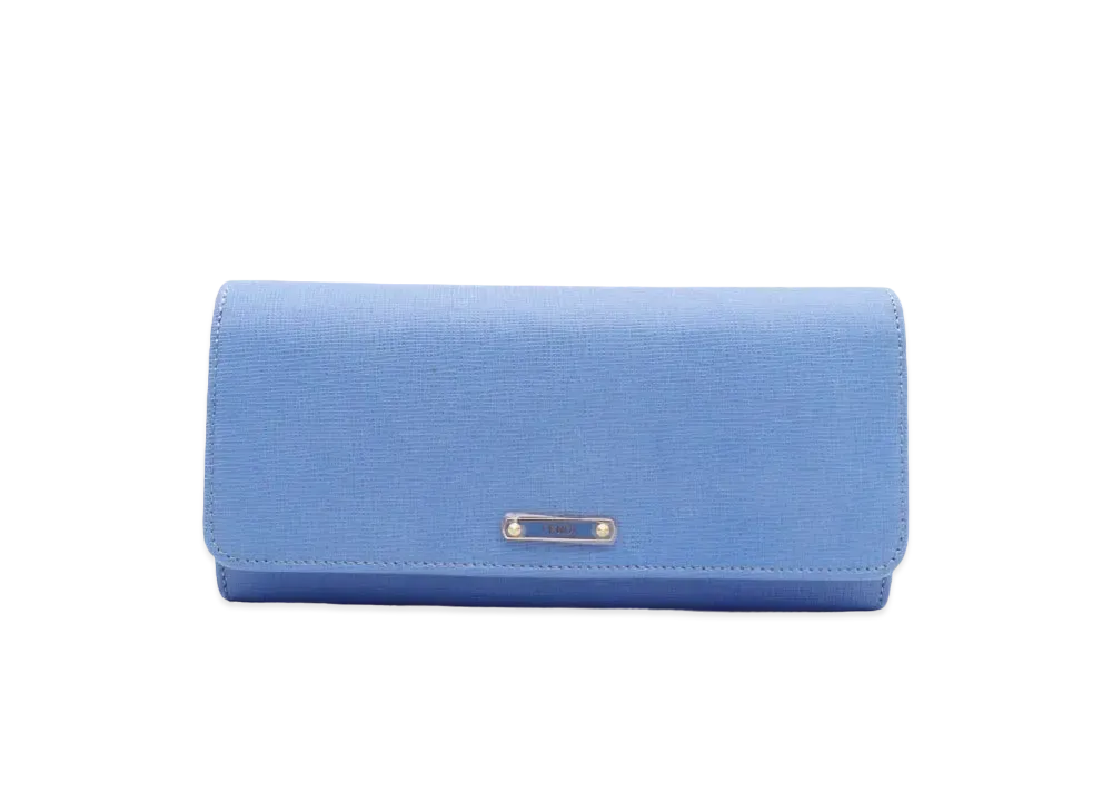 FENDI Crayons Leather Flap Long wallet Light "Blue"