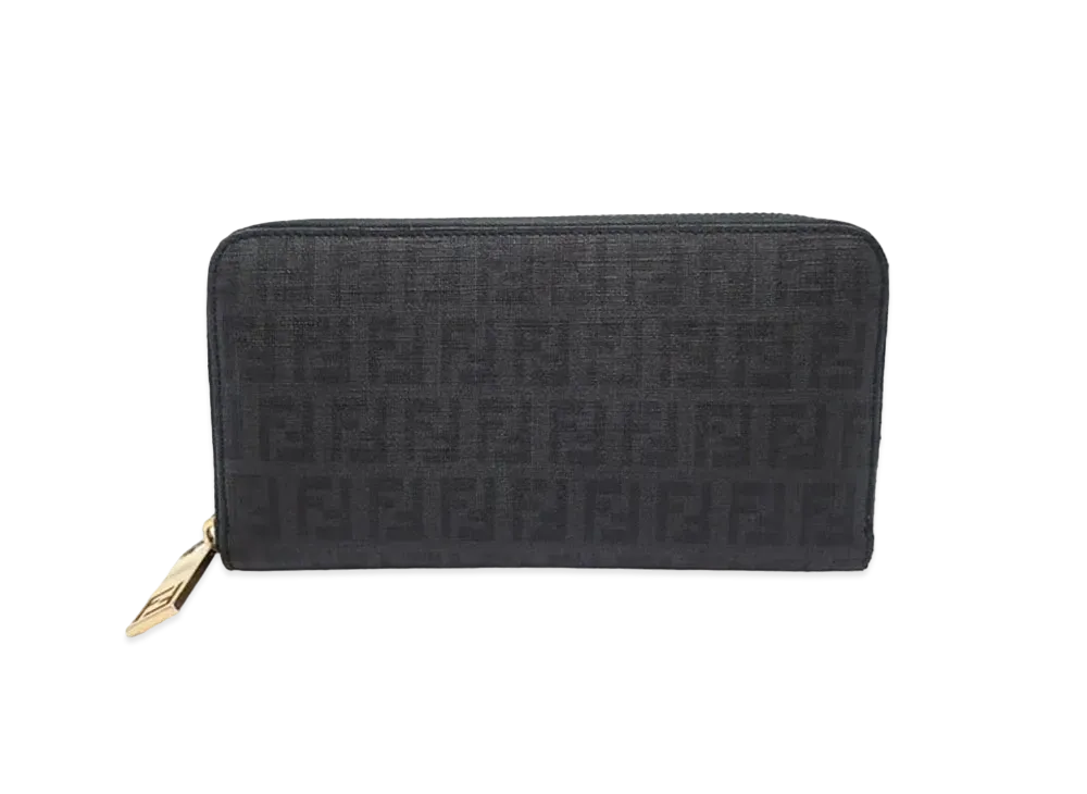 FENDI Zucchino PVC Round Long wallet "Black"