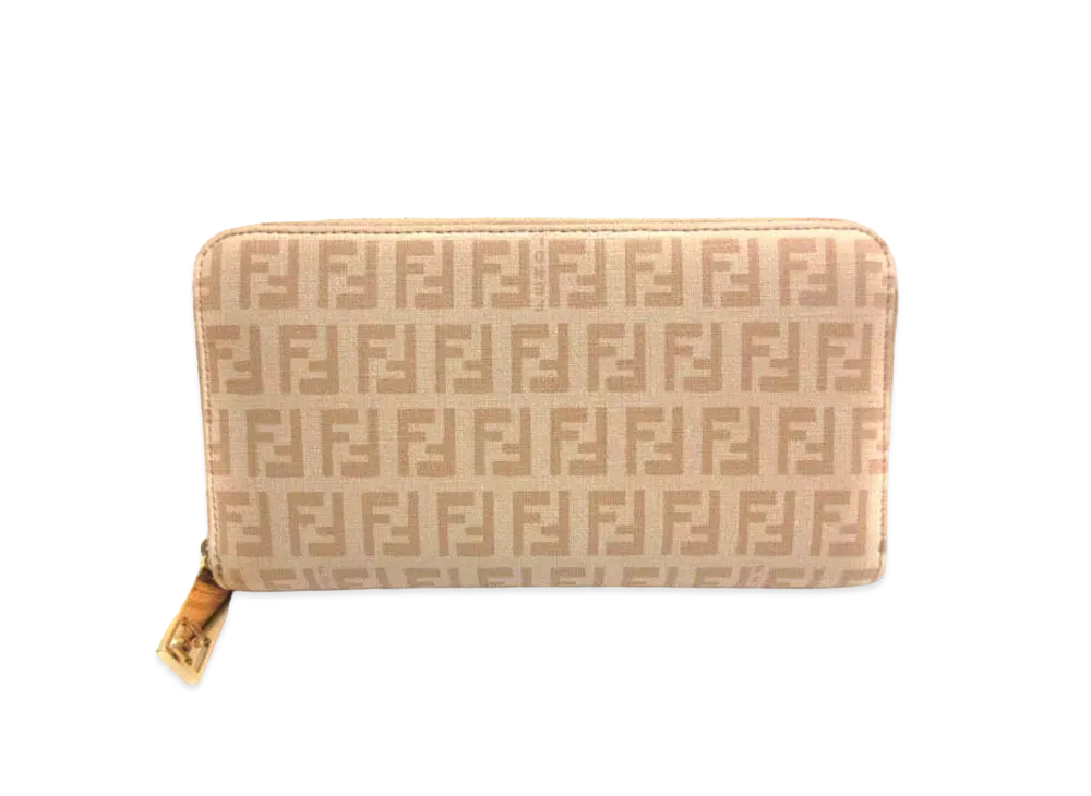 FENDI Zucchino PVC Round Long wallet "Beige"