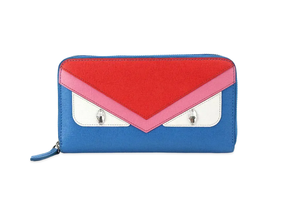 FENDI Bugs eye Monster Leather Round Long Wallet "Multicolor"