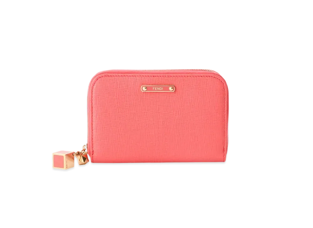 FENDI Crayons Leather Mini Zip Around wallet "Pink"