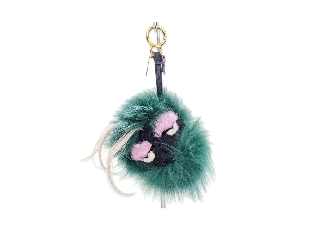 FENDI Monster Fur Bag Charm "Green"