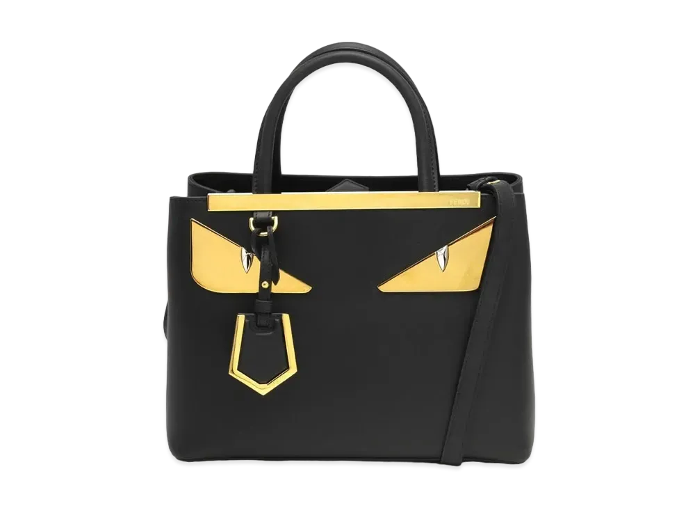 FENDI Petite 2Jours Leather Monster 2WAY Bag "Black"