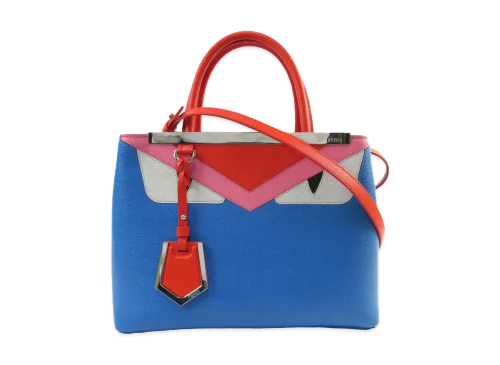 FENDI Petite 2Jours Leather Monster 2WAY Bag "Blue"