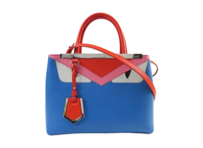 FENDI Petite 2Jours Leather Monster 2WAY Bag "Blue"