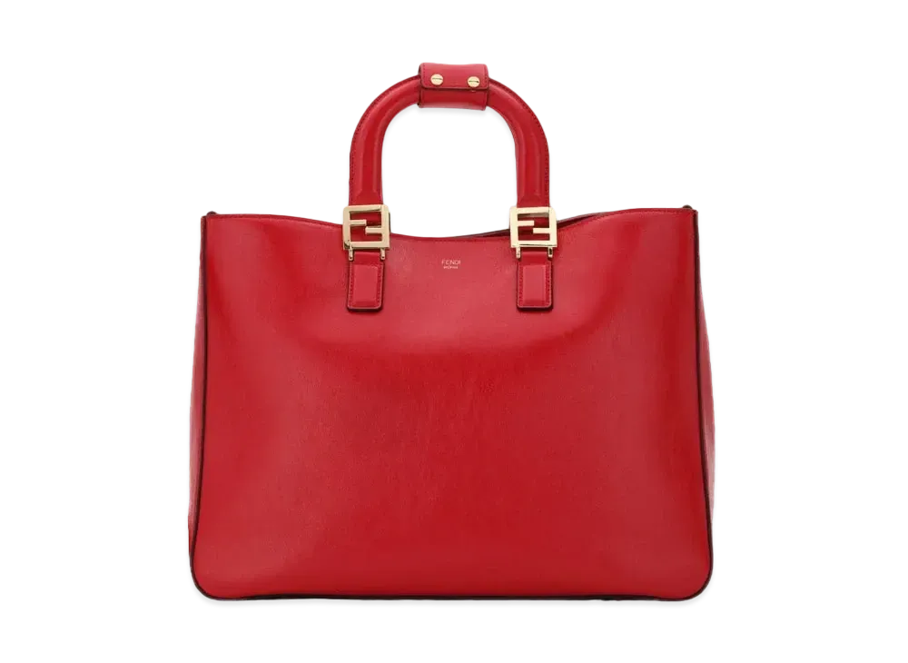 FENDI FF Tote Leather Tote Bag "Red"