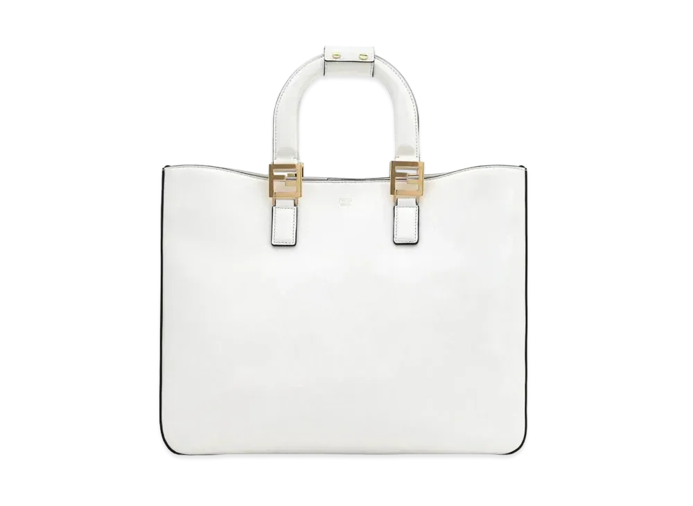 FENDI FF Tote Leather Tote Bag "White"