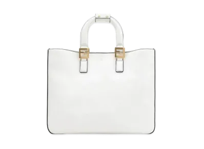 FENDI FF Tote Leather Tote Bag "White"