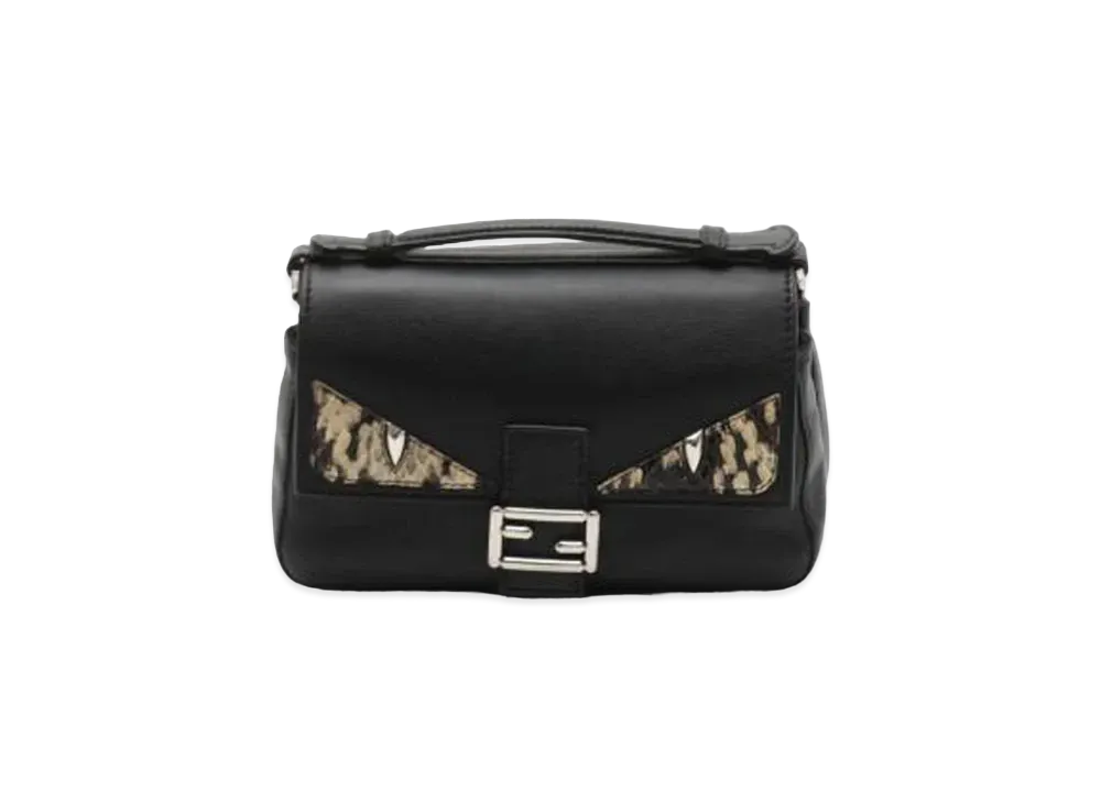 FENDI Micro Baguette Monster Leather Shoulder Bag "Black"
