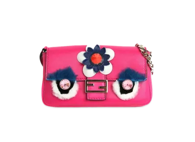 FENDI Micro Baguette Monster Leather Shoulder Bag "Pink"