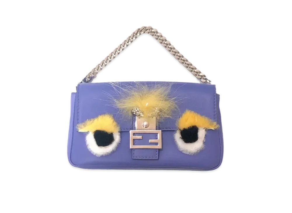 FENDI Micro Baguette Monster Leather Shoulder Bag "Blue"